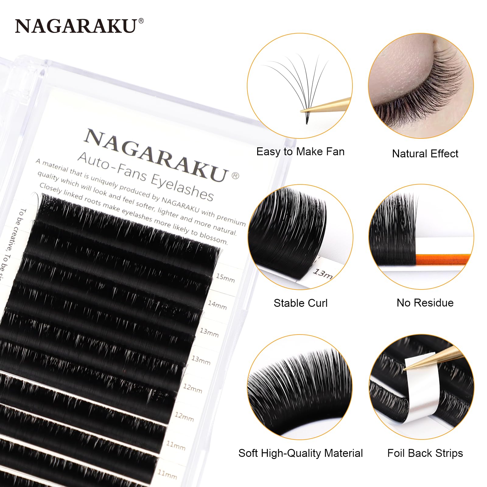 NAGARAKU easy fan lashes 12mm versatile daytime looks