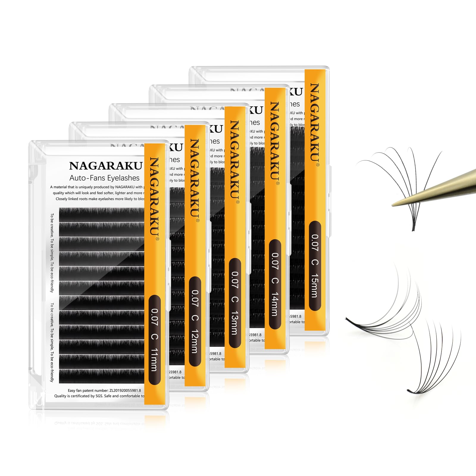 NAGARAKU Easy Fan Eyelash Extensions premade fans for fast, natural-looking volume.