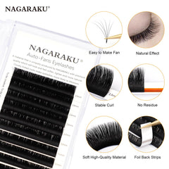 Nagaraku 0.07 D curl premade fans deliver subtle, lasting curl.