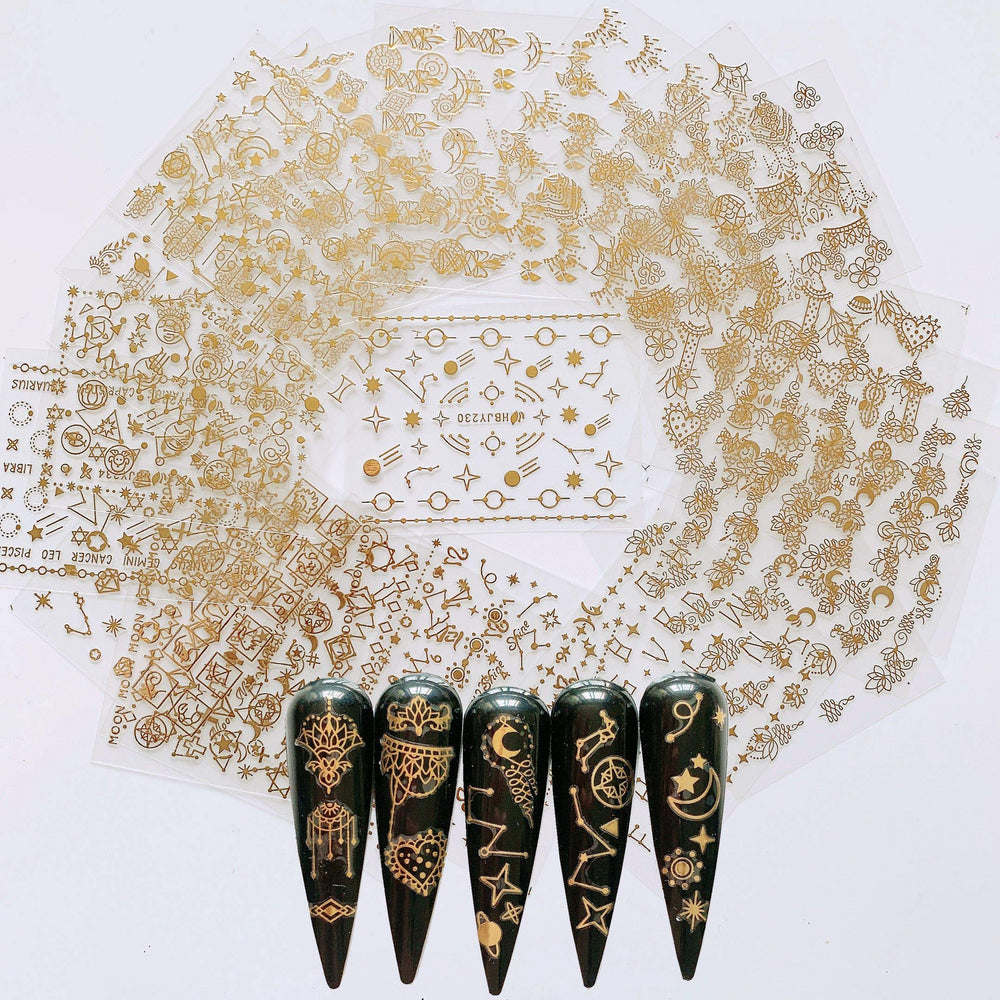 NAIL ANGEL gold moon and star stickers for quick, elegant nail art