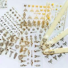 NAIL ANGEL gold universal flower stickers for toe and nail accents