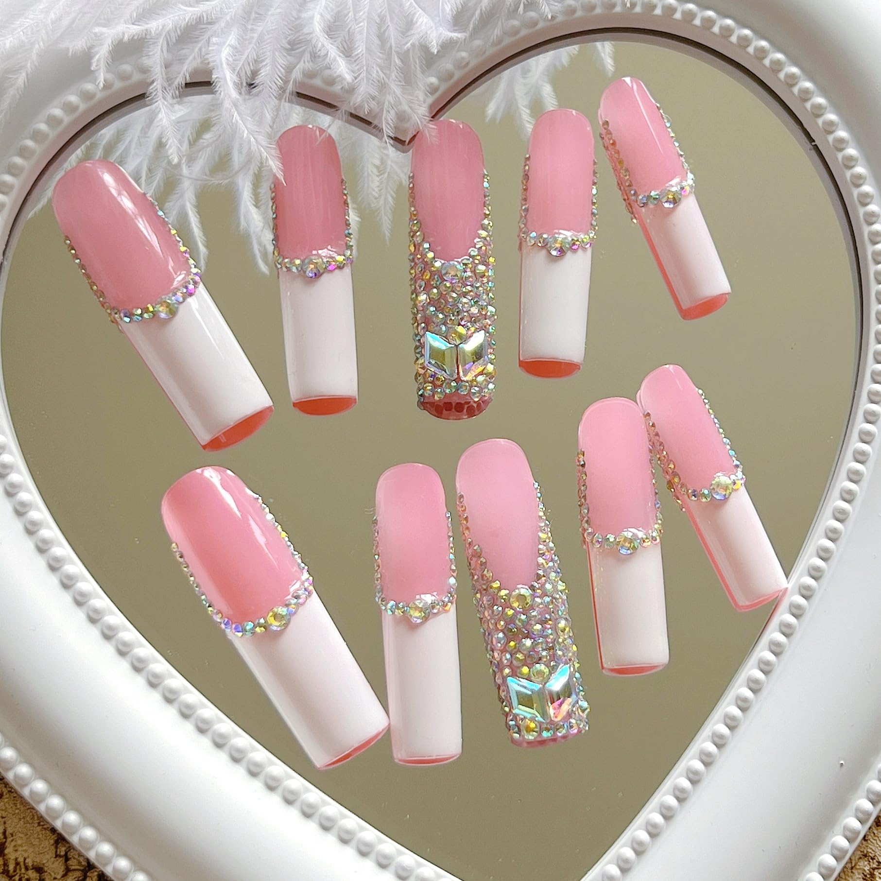 NAIL ANGEL ZJ-01 glitter rhinestone detail for dazzling party-ready nails