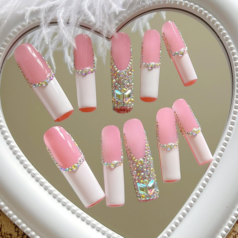 NAIL ANGEL ZJ-01 glitter rhinestone detail for dazzling party-ready nails