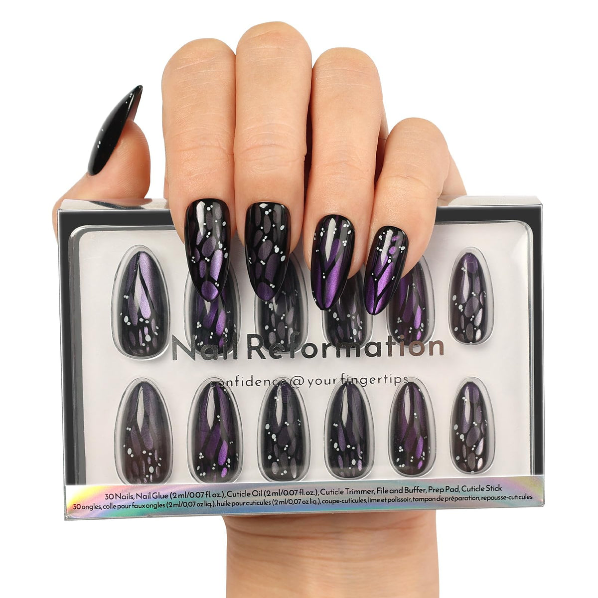 Nail Reformation almond butterfly nails offer effortless glam for daily wear.