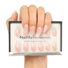 Nail Reformation almond nails in pink ombre offer a natural, salon-worthy glow
