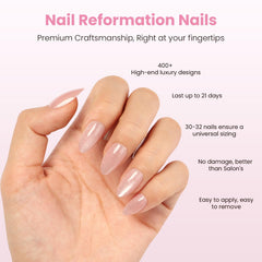 Nail Reformation glitter nude pink press-ons add sparkle with a seamless look