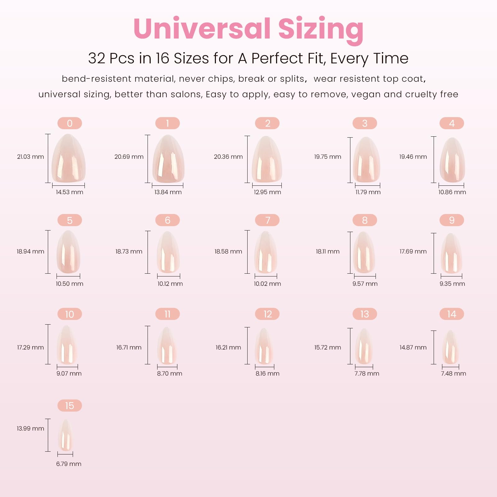 Natural C-curve hugs the nail bed for a seamless look