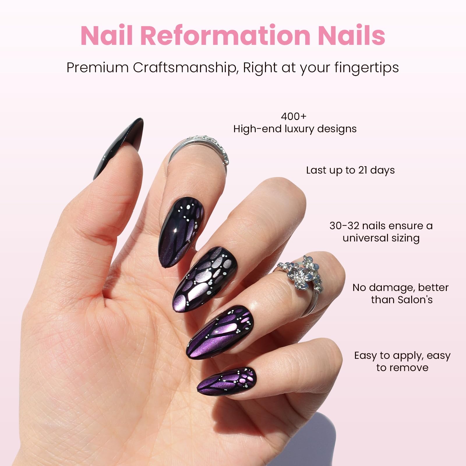 Nail Reformation purple cat eye nails showcase a stunning shimmer and premium finish.