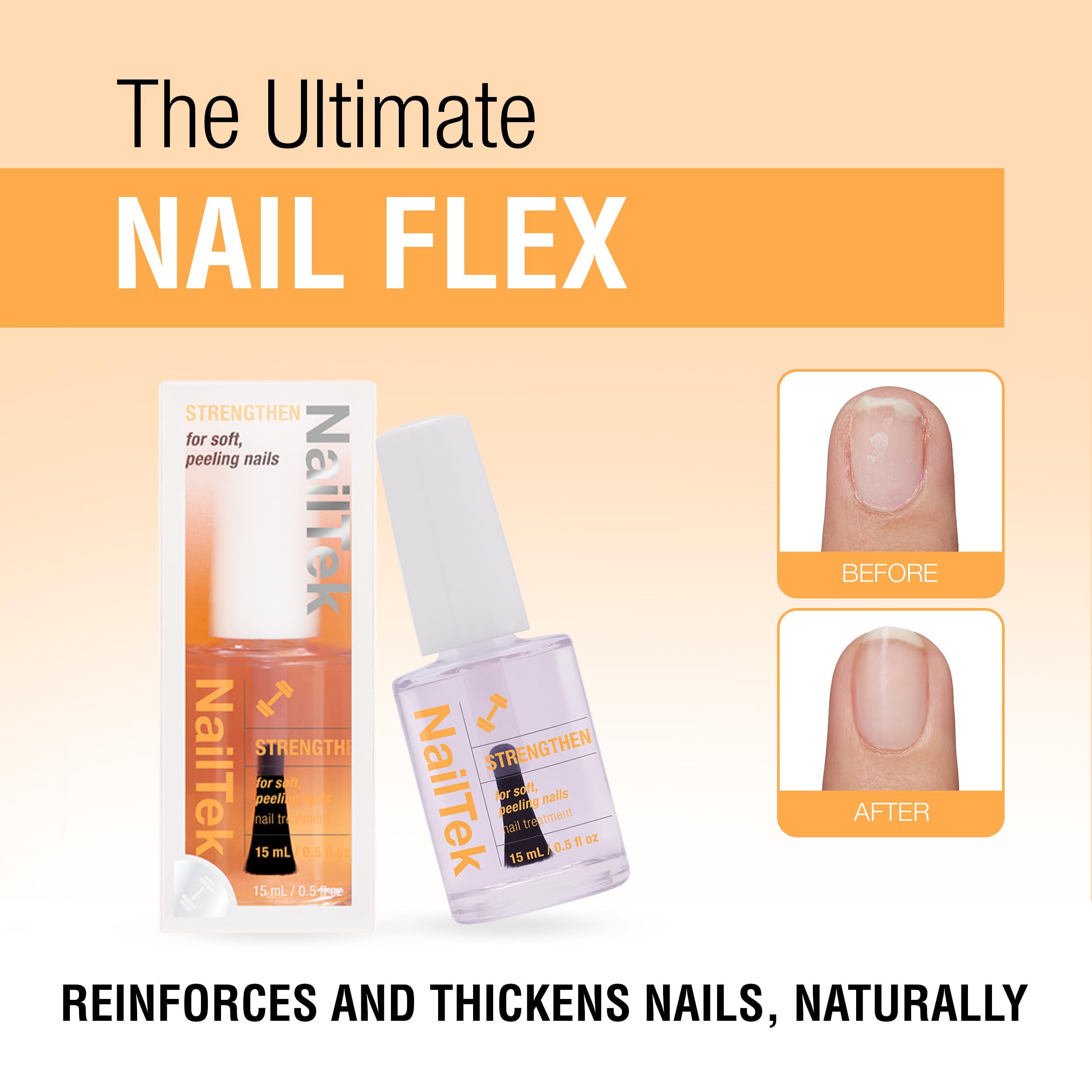 Close-up of Nail Tek Formula 2 bottle highlighting compact travel-friendly design.