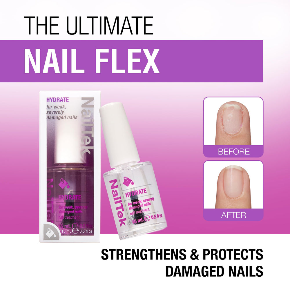 Nails after Hydrate Formula 4 treatment show improved flexibility.