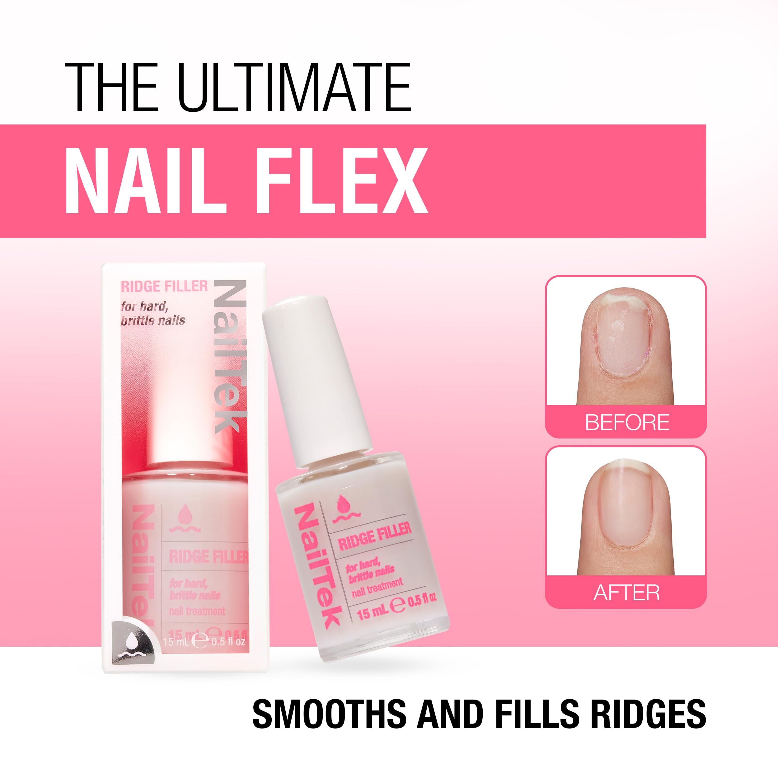 Nail Tek Ridge Filler 3 after-use image showing a smoother nail surface