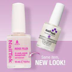 Nail Tek Ridge Filler 4 brush application demonstrates ridge smoothing and conditioning.