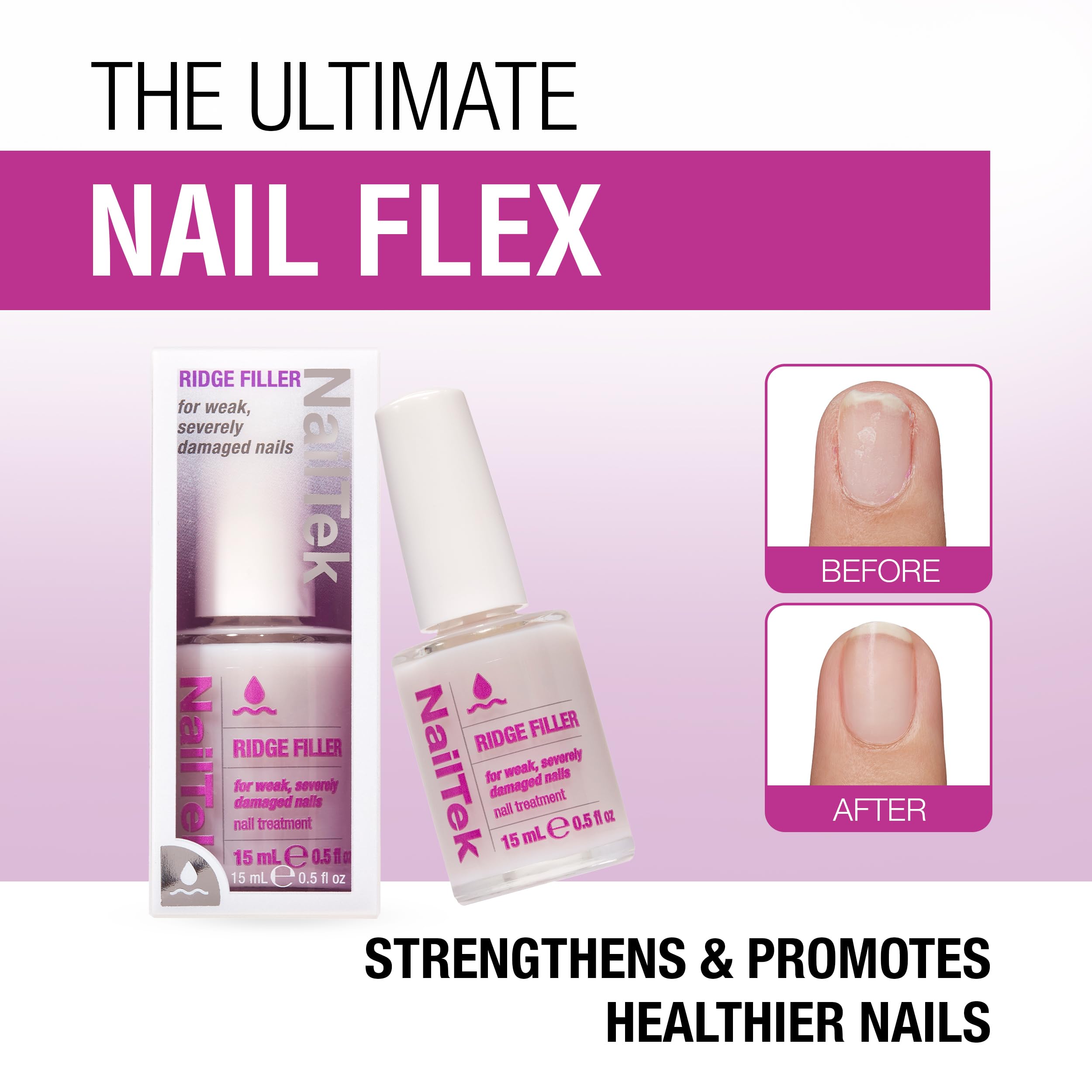 Nail Tek Ridge Filler 4 moisture-conditioning for healthier looking nails.