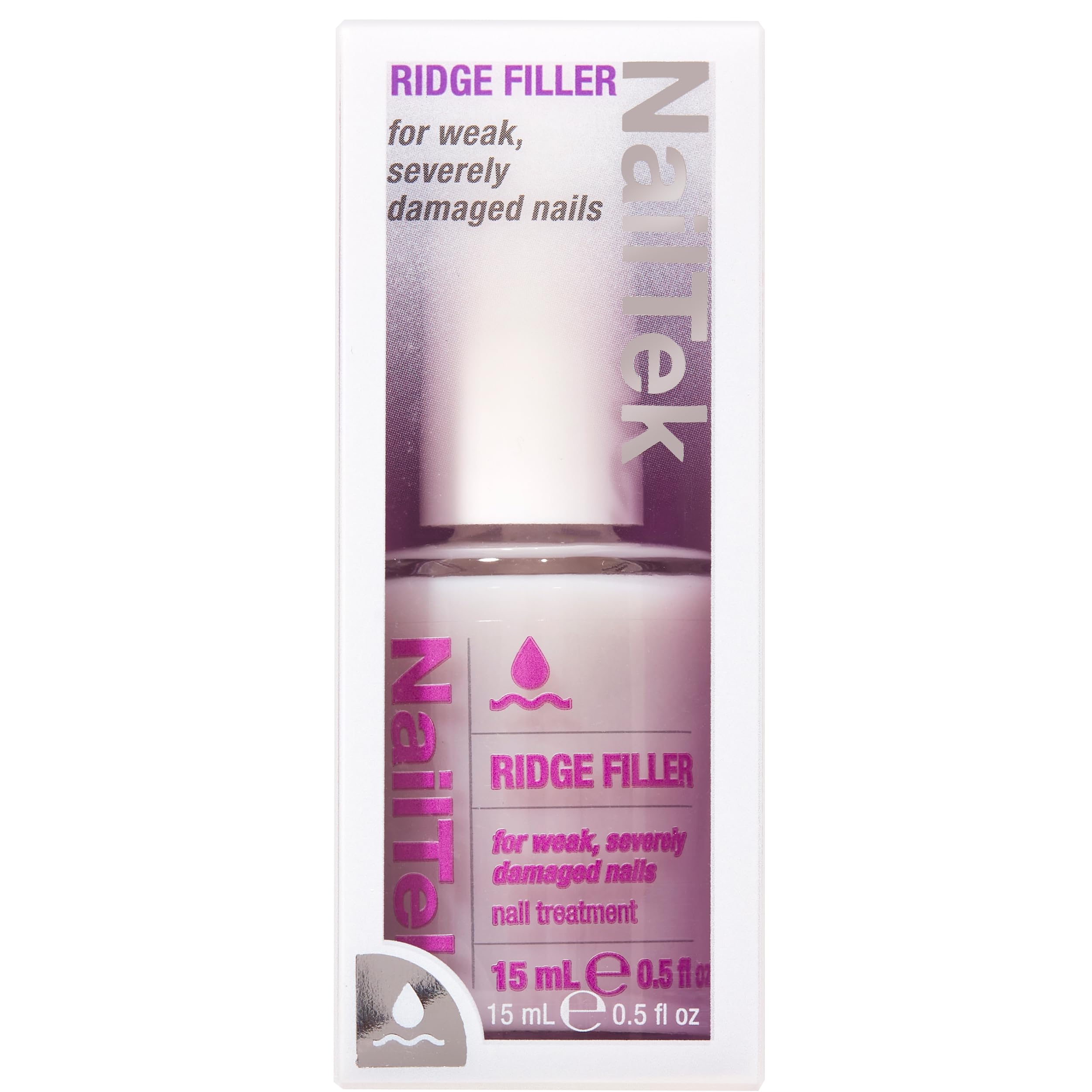 Nail Tek Ridge Filler 4 0.5 oz bottle is travel-friendly.