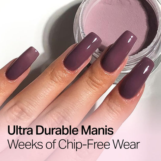 Nailboo Cloudberry dip process shows easy at-home steps for nails.