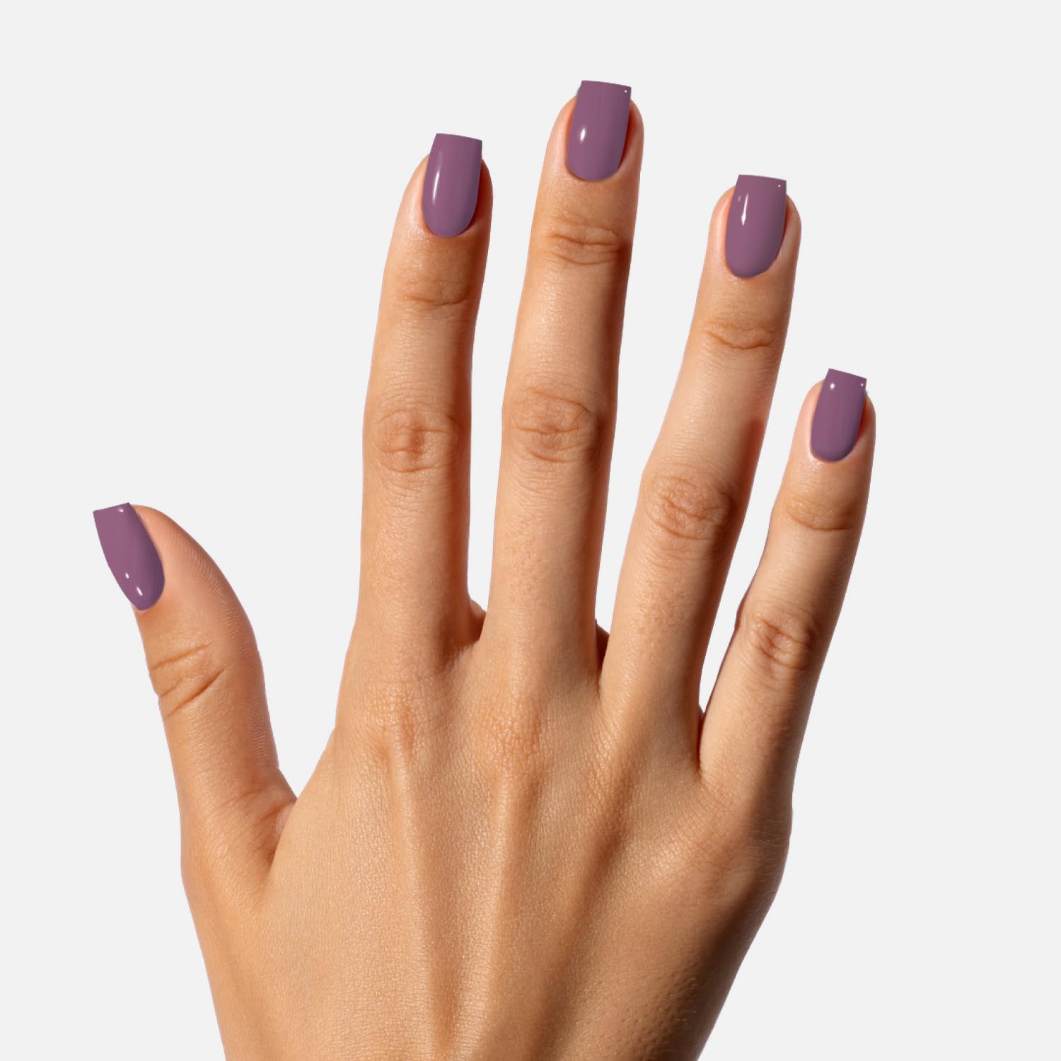 Nailboo Cloudberry hand nails after top coat shine.