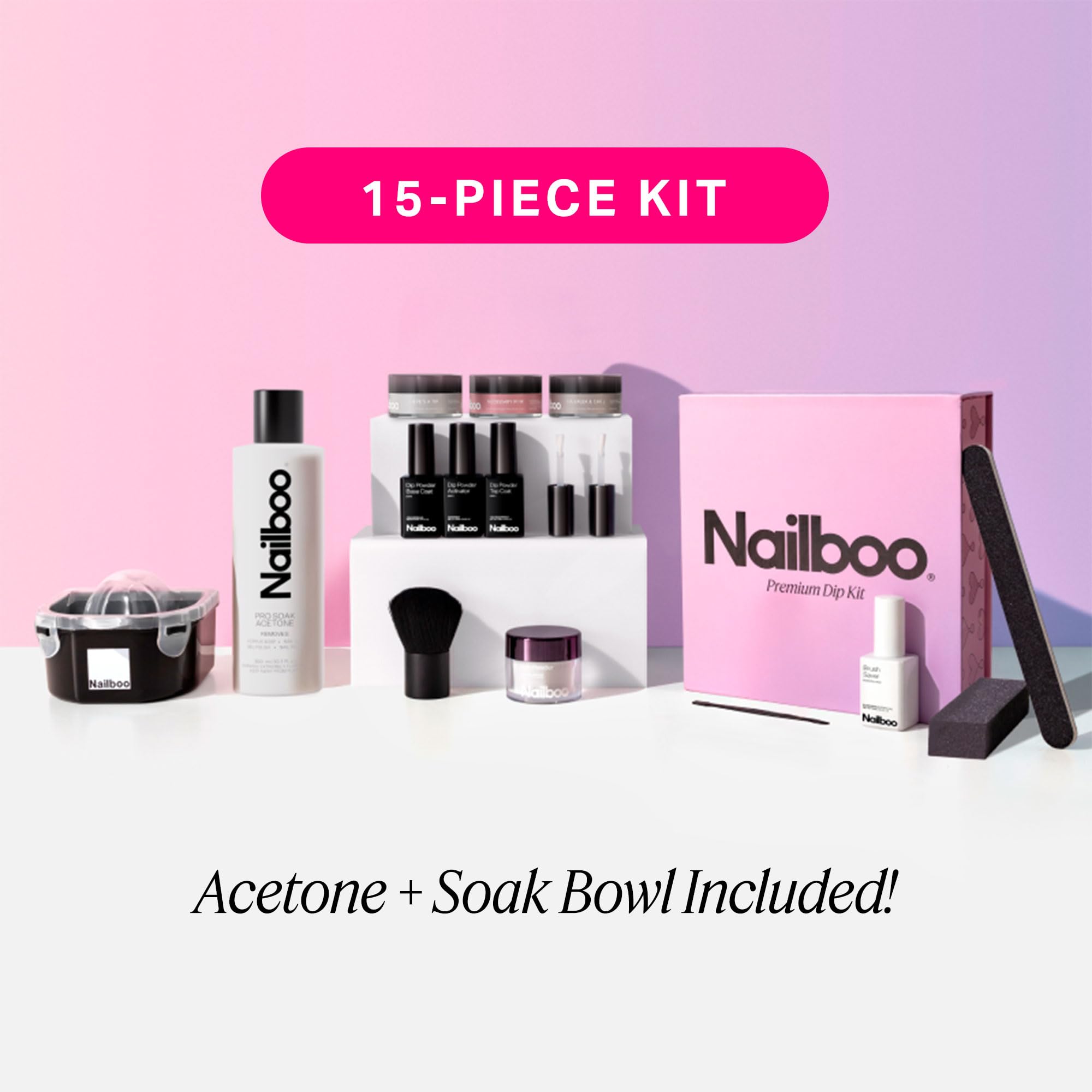 Nailboo Necessary Pink dip powder shows soft, vibrant nails.