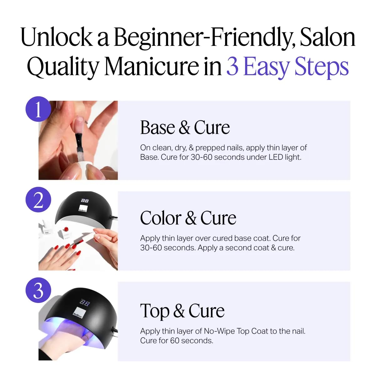 Nailboo gel base coat for strong adhesion and smooth application.