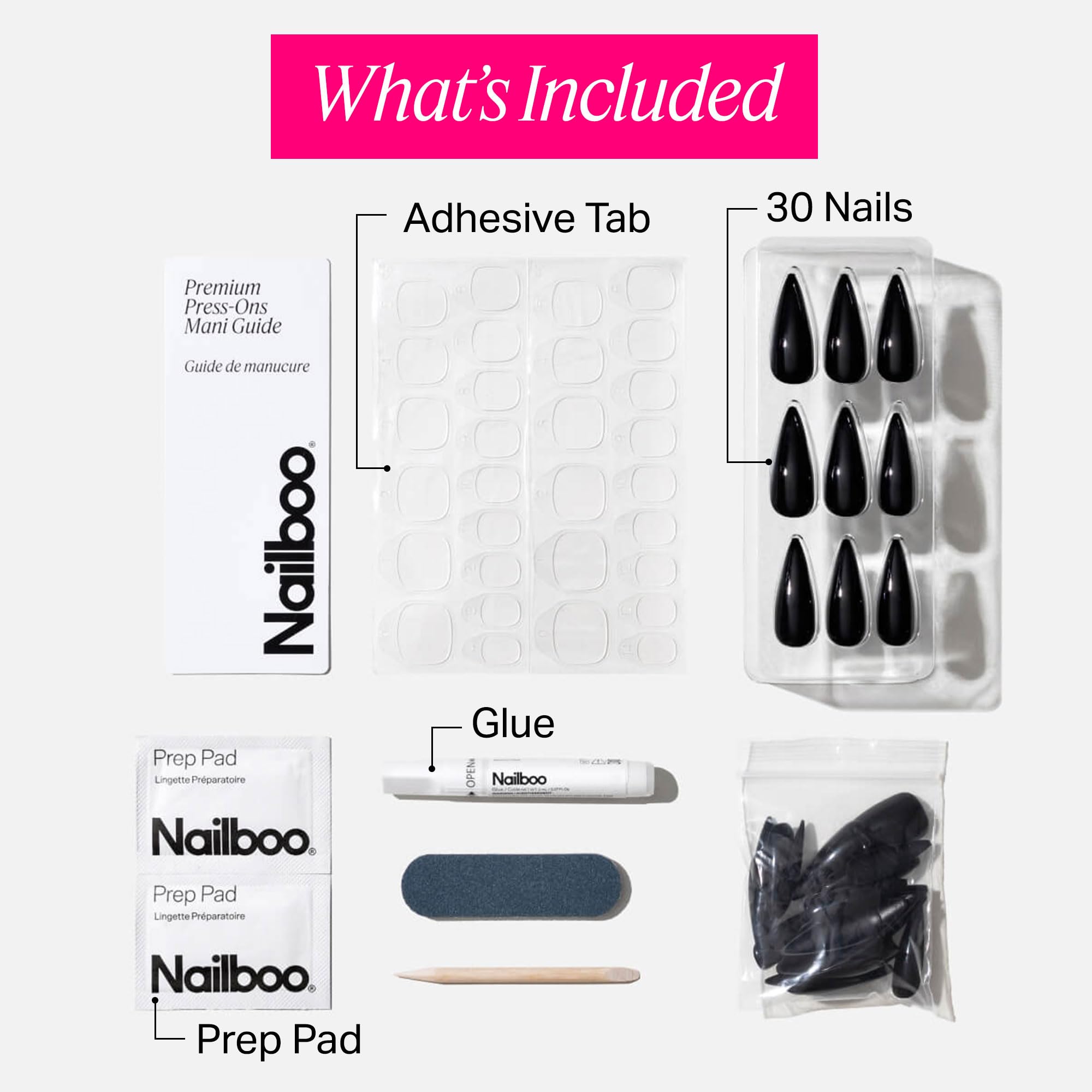 Nailboo nail file and prep pads for quick, mess-free nail prep.