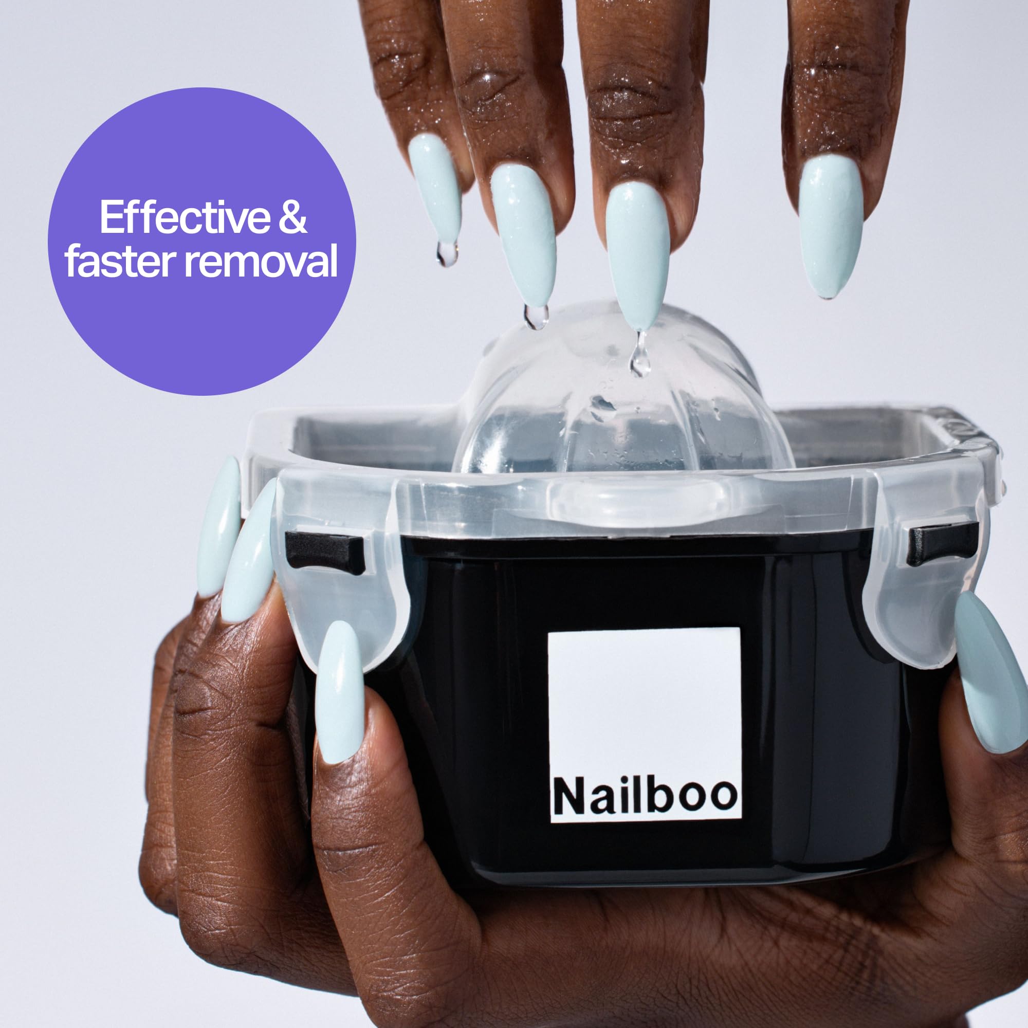 Nailboo remover used with dip powder or gel polish for salon-like results.