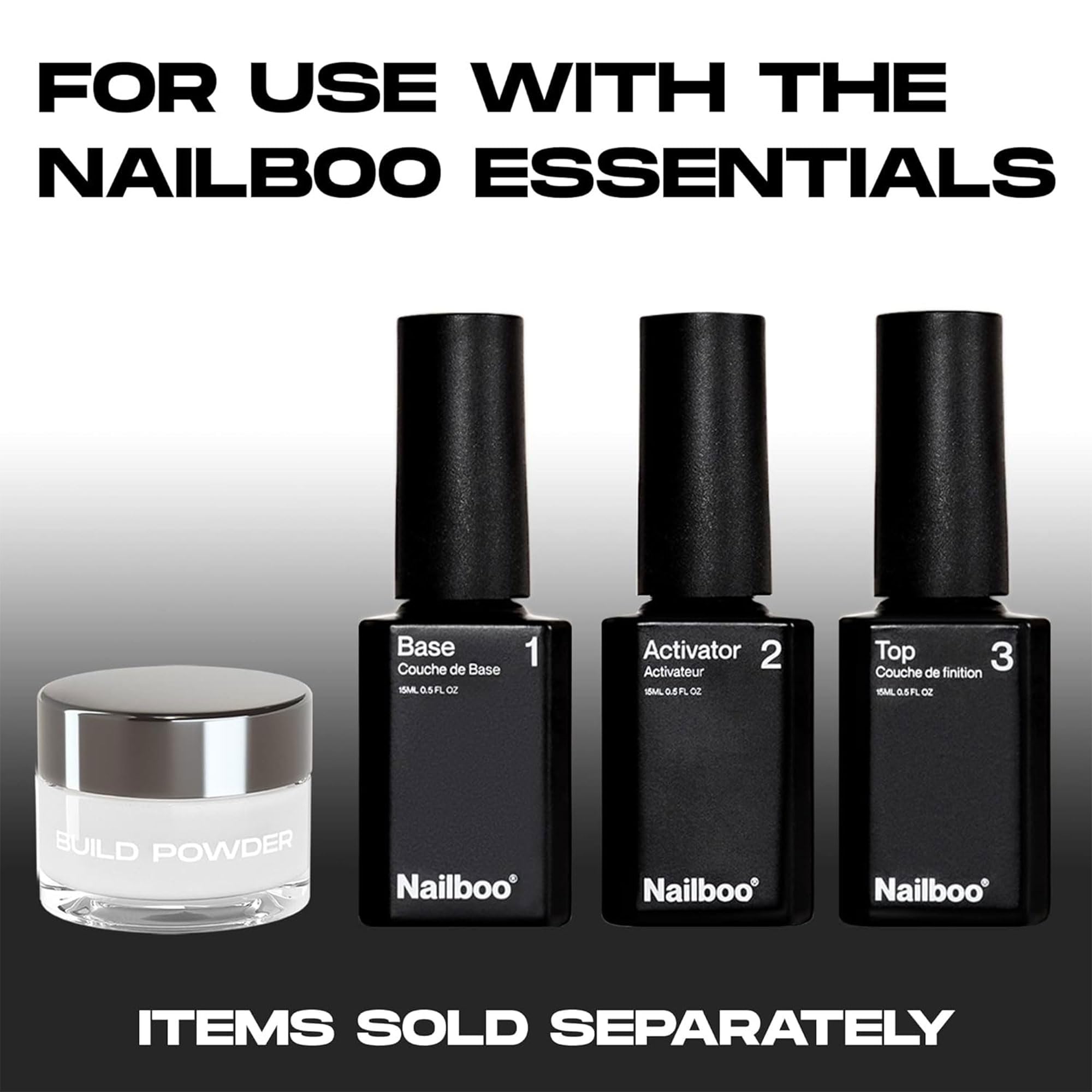 Nailboo Soda Glam dip application brush demonstrating easy dip, activate, and shine steps.