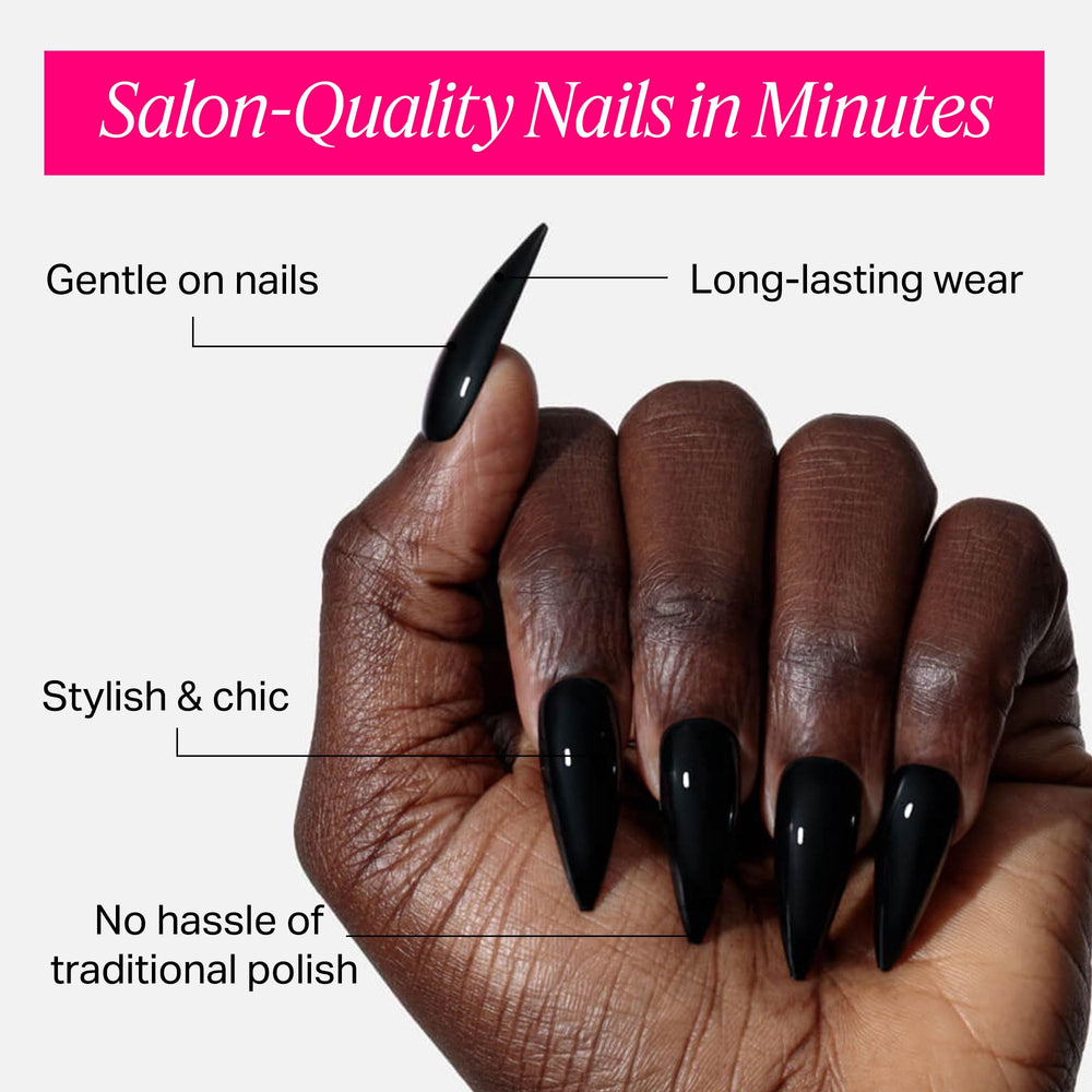 Nailboo strong-hold nail glue keeps press-ons secure throughout the day.