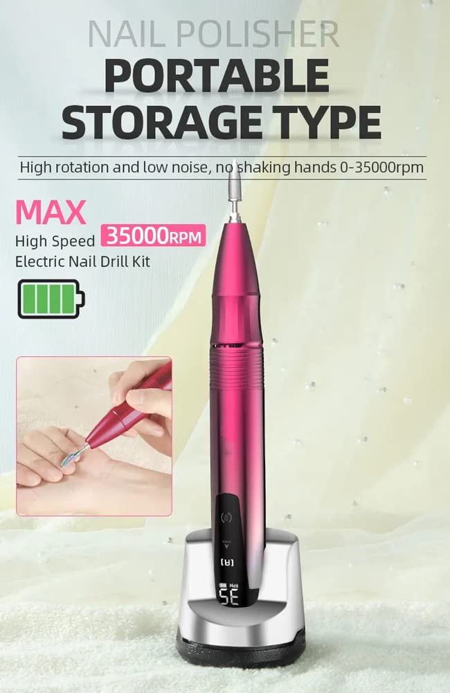 NailCare mini nail drill red base with wireless charging