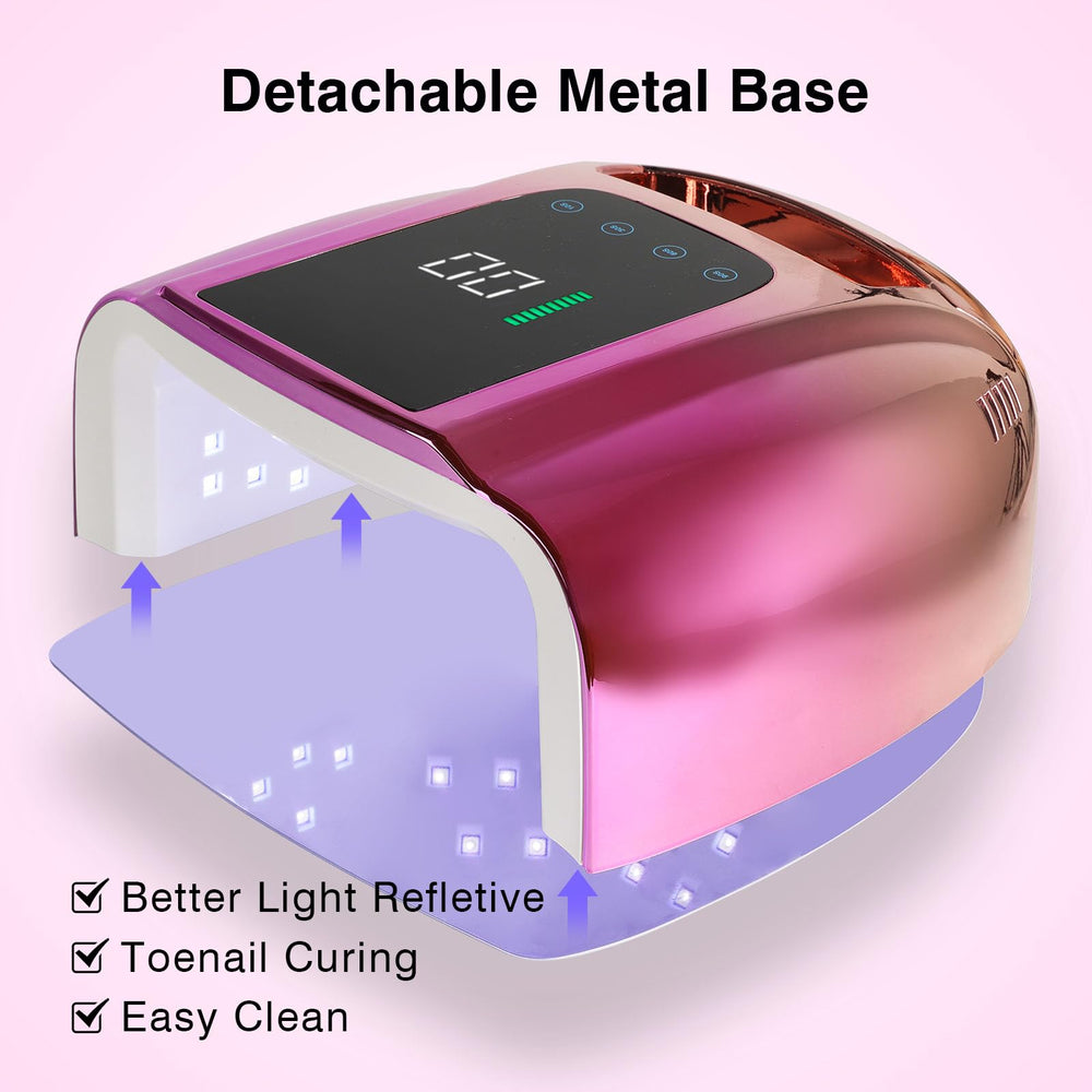 NailFace 96W cordless design in use for seamless gel nail curing.