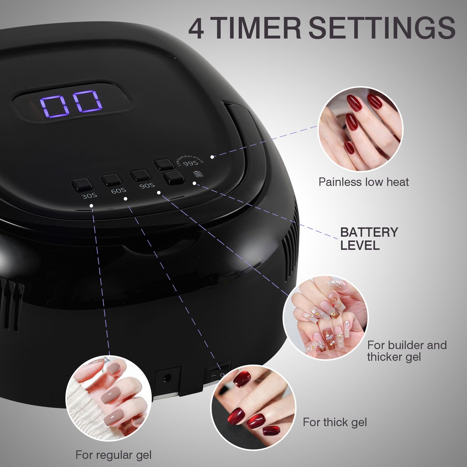 NailFace auto sensor activates the lamp as soon as you insert your hand.