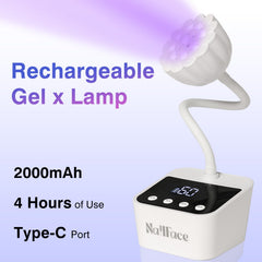 NailFace Flash Cure Lamp 2000mAh battery delivers over four hours cordless use
