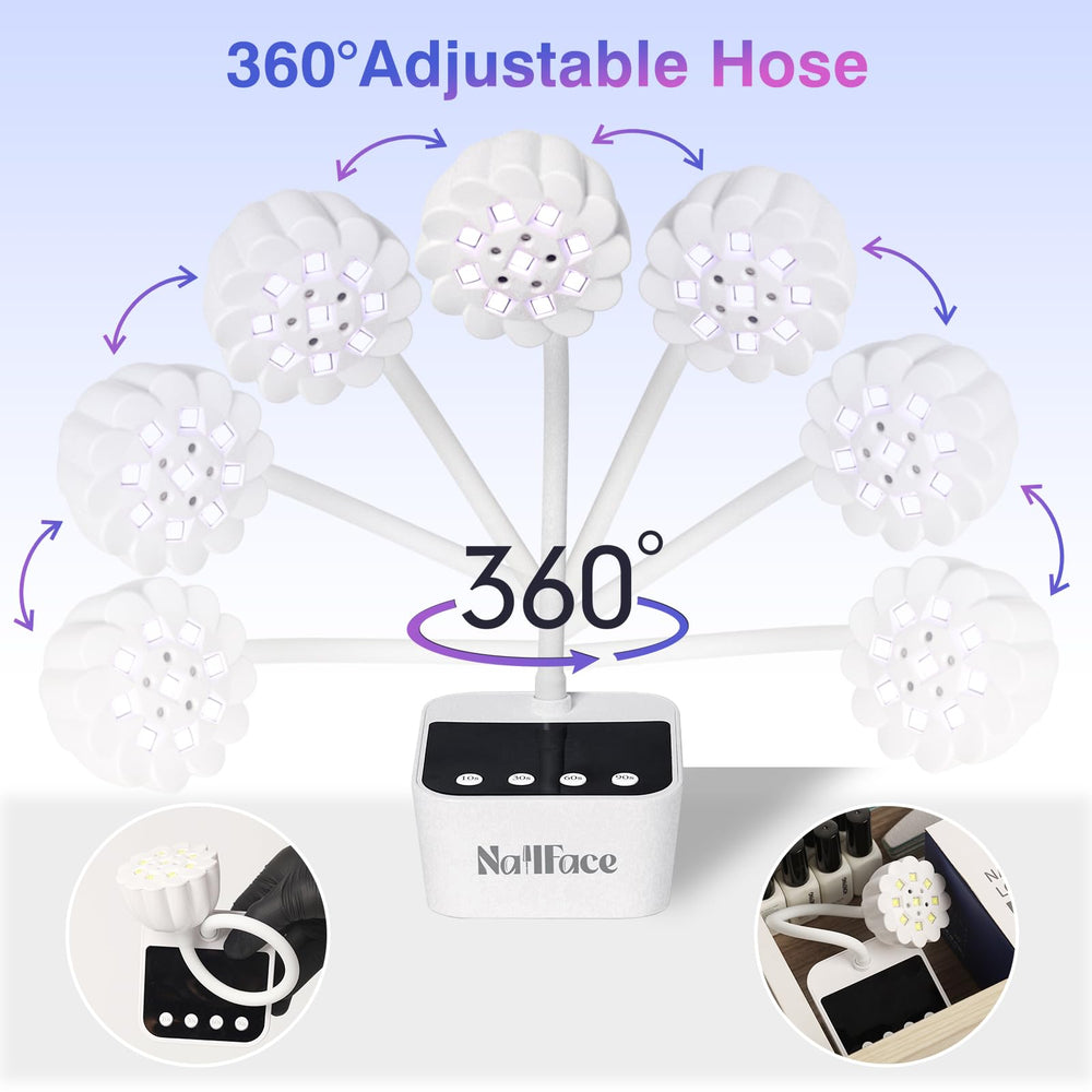 NailFace Flash Cure Lamp LCD display shows battery and timer at a glance