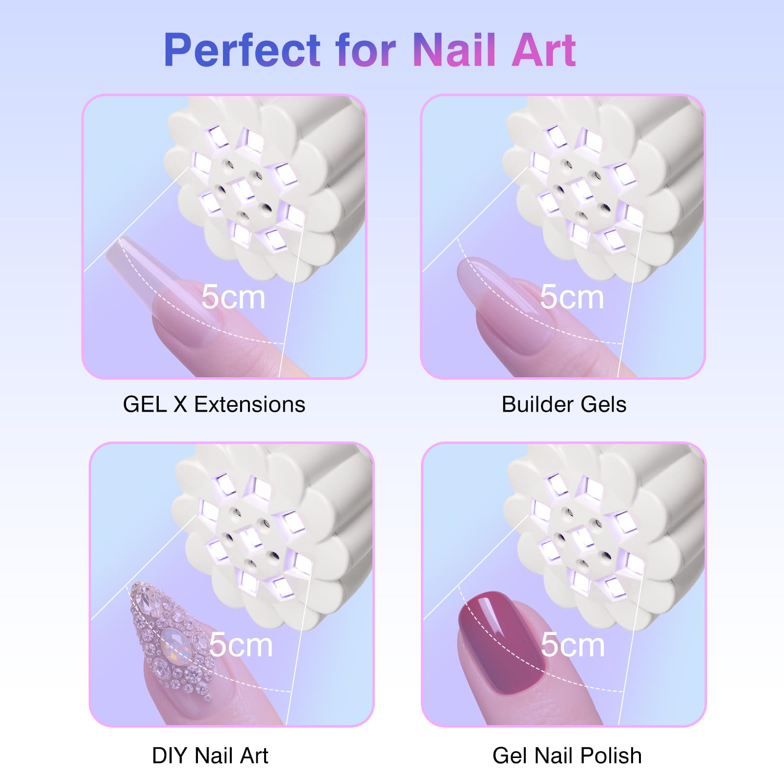 NailFace Flash Cure Lamp rapid 10s mode fixes rhinestones quickly