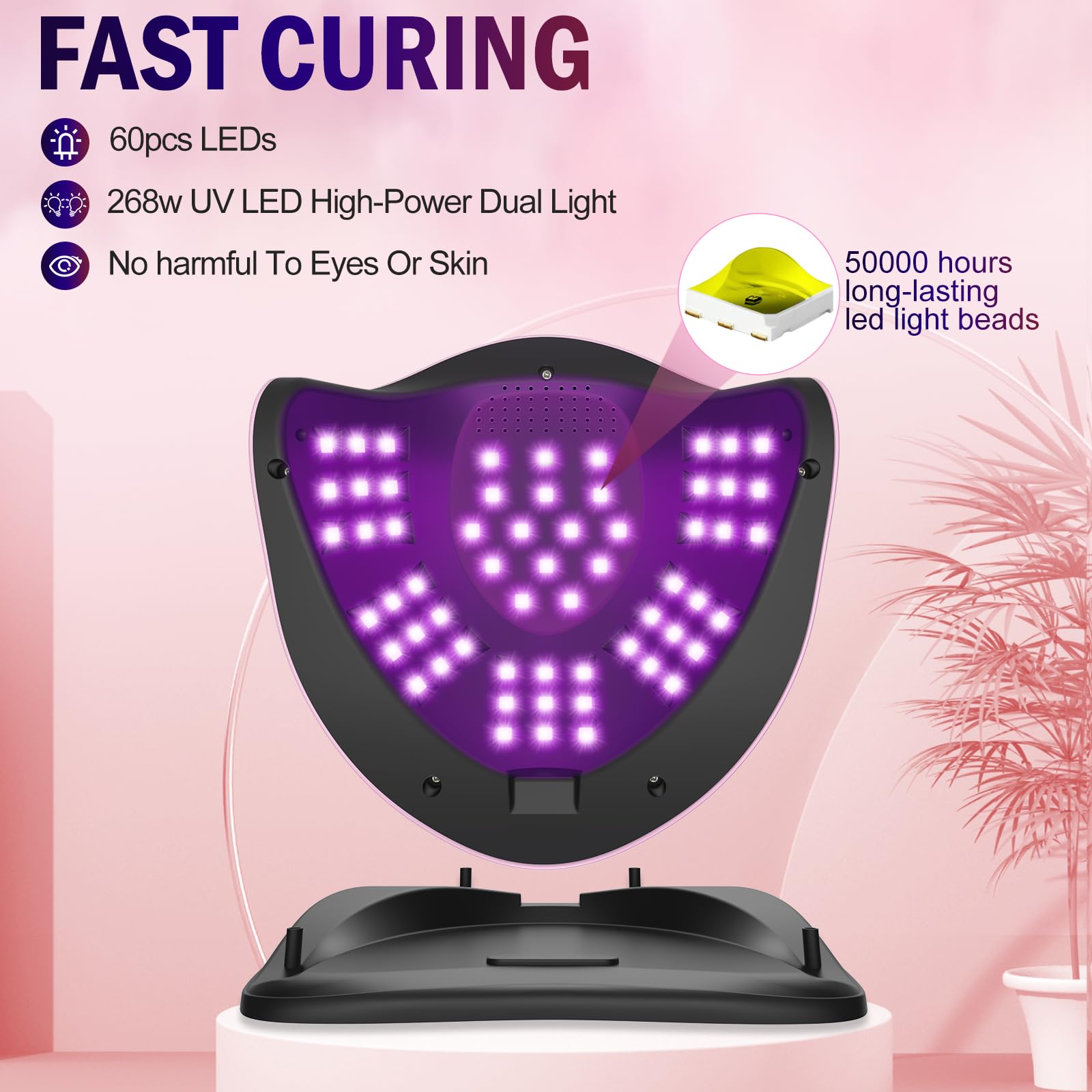 NAILGIRLS 268W interior with 60 LED beads enables efficient curing.
