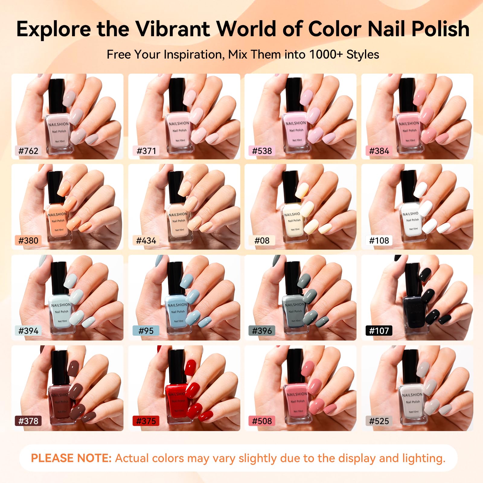Nailshion base and top coat set protects nails and extends wear.