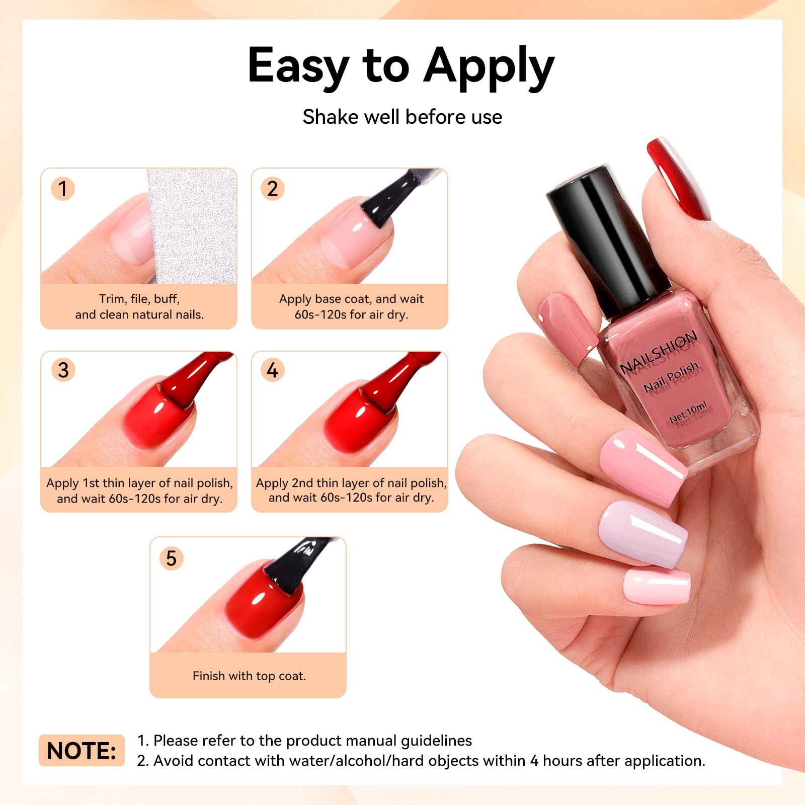 Nailshion color swatches show bright saturation with protective layers.