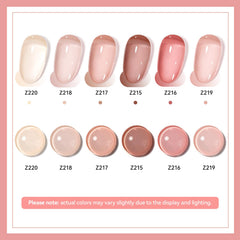 Nailshion Nude Set color swatches illustrate sheer to opaque options