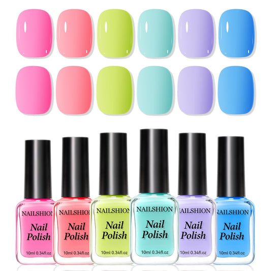 Nailshion 6-color set for at-home manicures with quick-dry application.