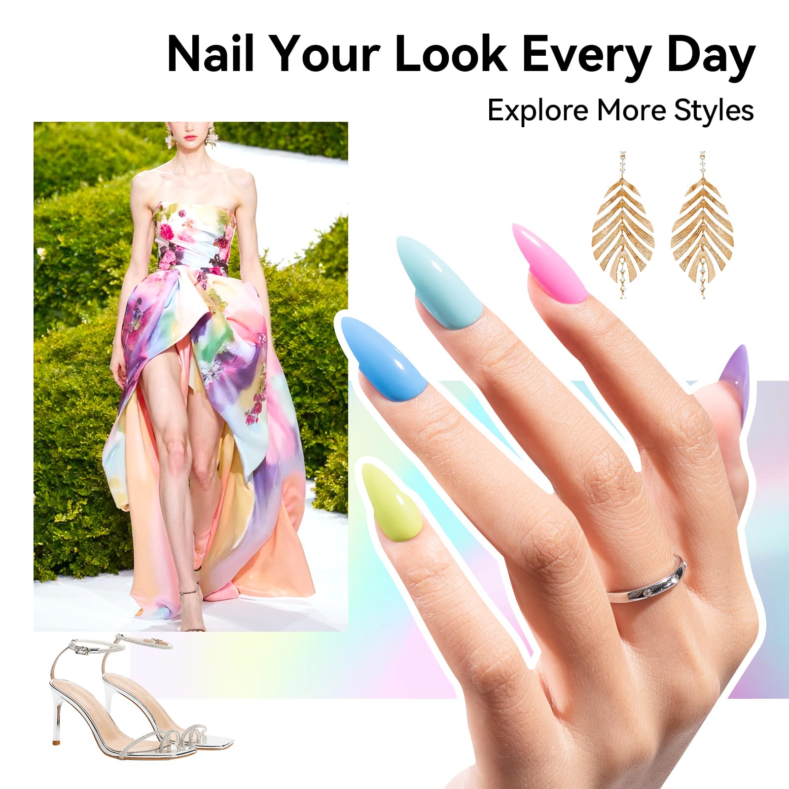 Nailshion sky blue polish delivers opaque, even coverage.