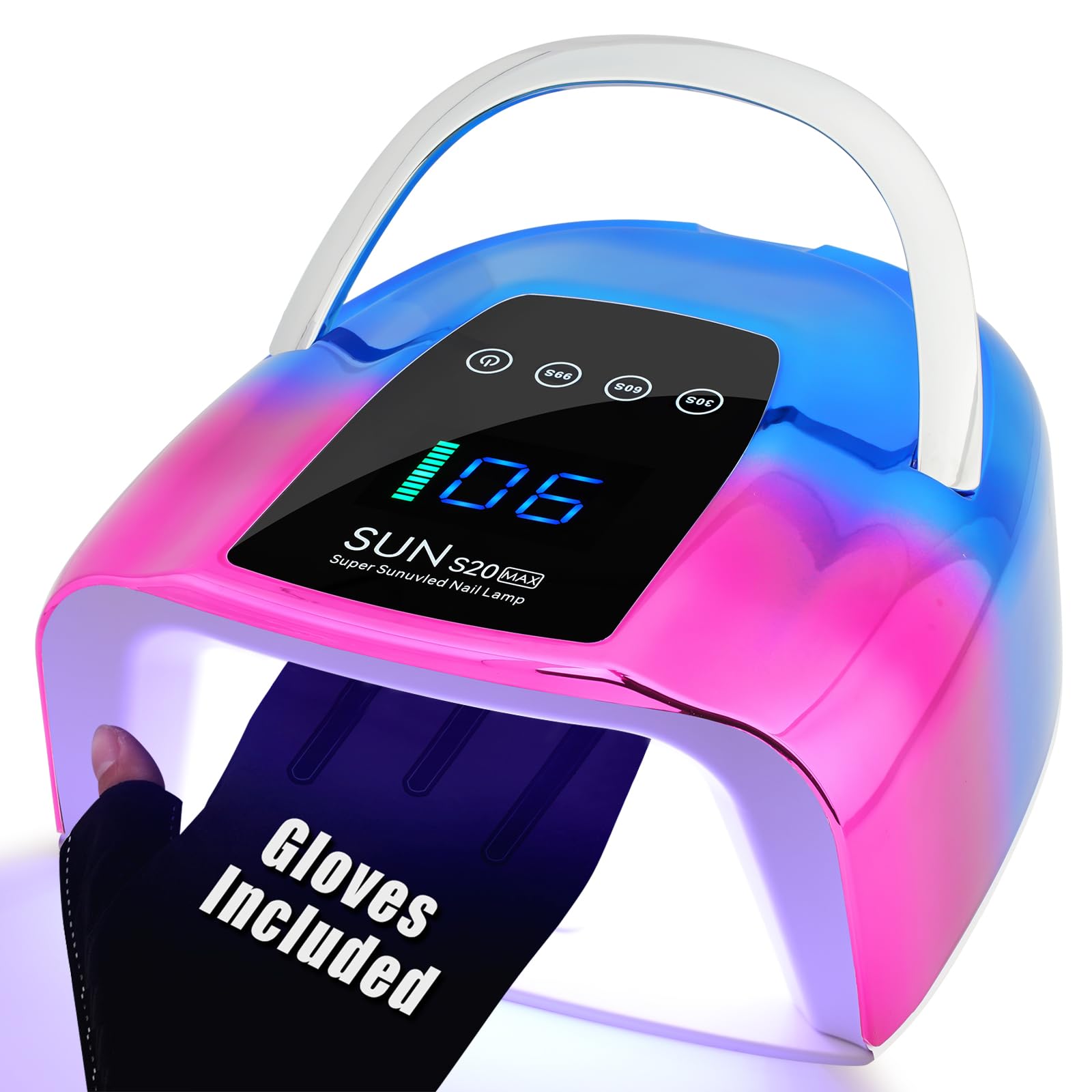 NailShow cordless UV LED nail lamp front view for on-the-go gel nails