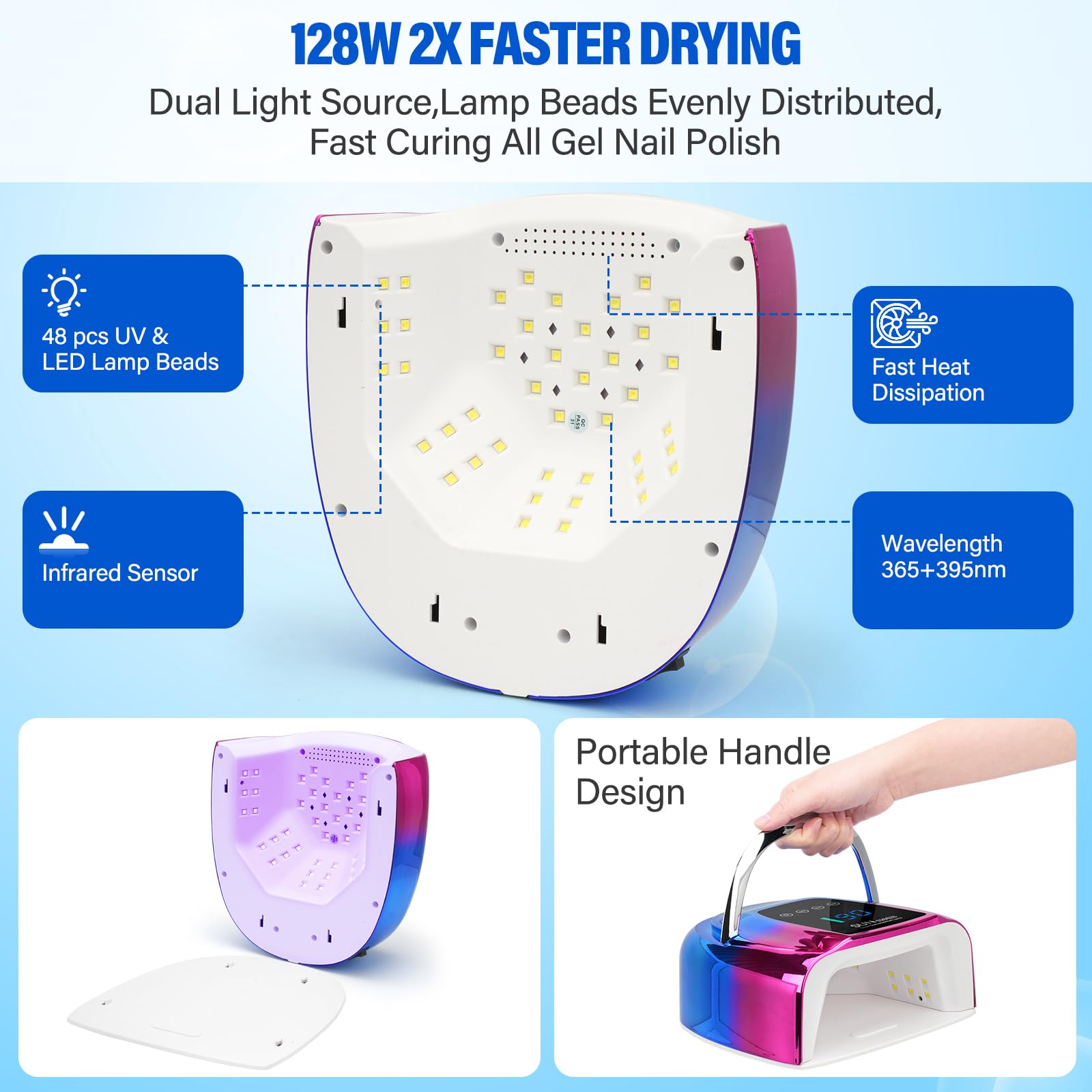 NailShow cordless nail lamp in use with hand under lamp