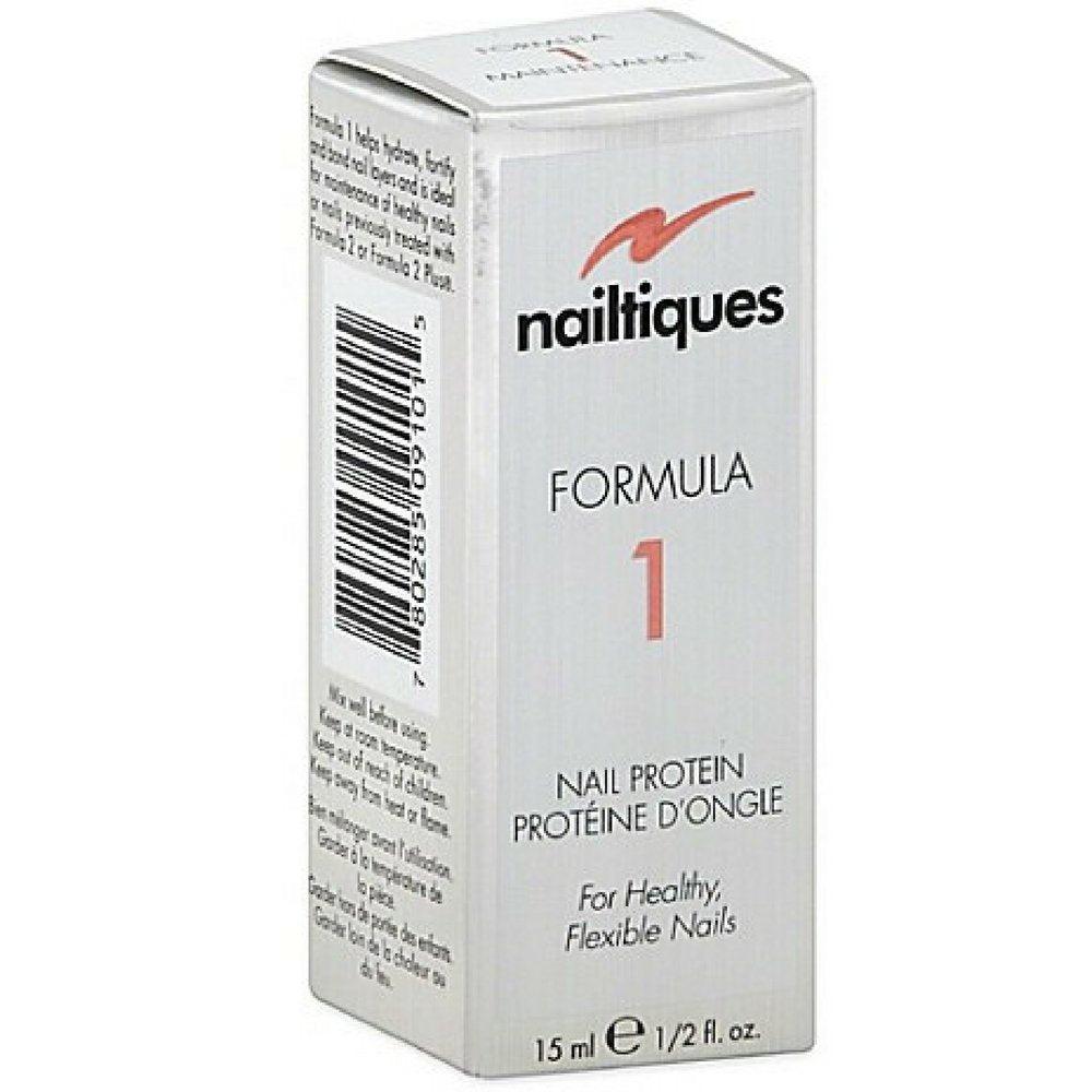 Nailtiques Formula 1 Protein bottle for daily nail strengthening and protection.