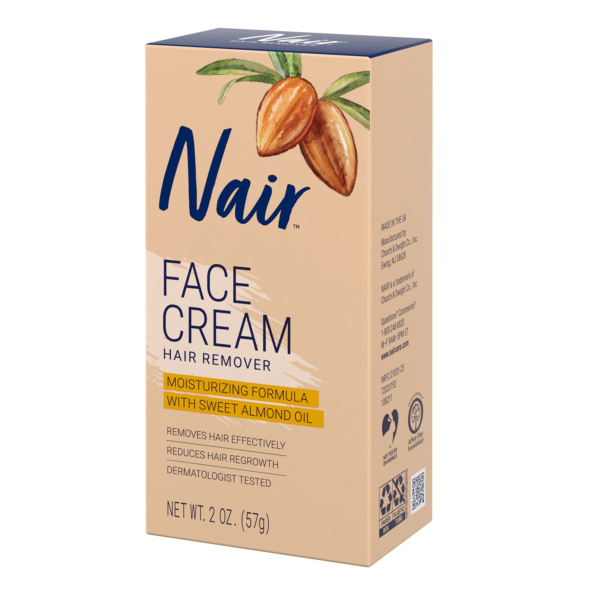 Moisturizing formula with almond oil from Nair for care during removal
