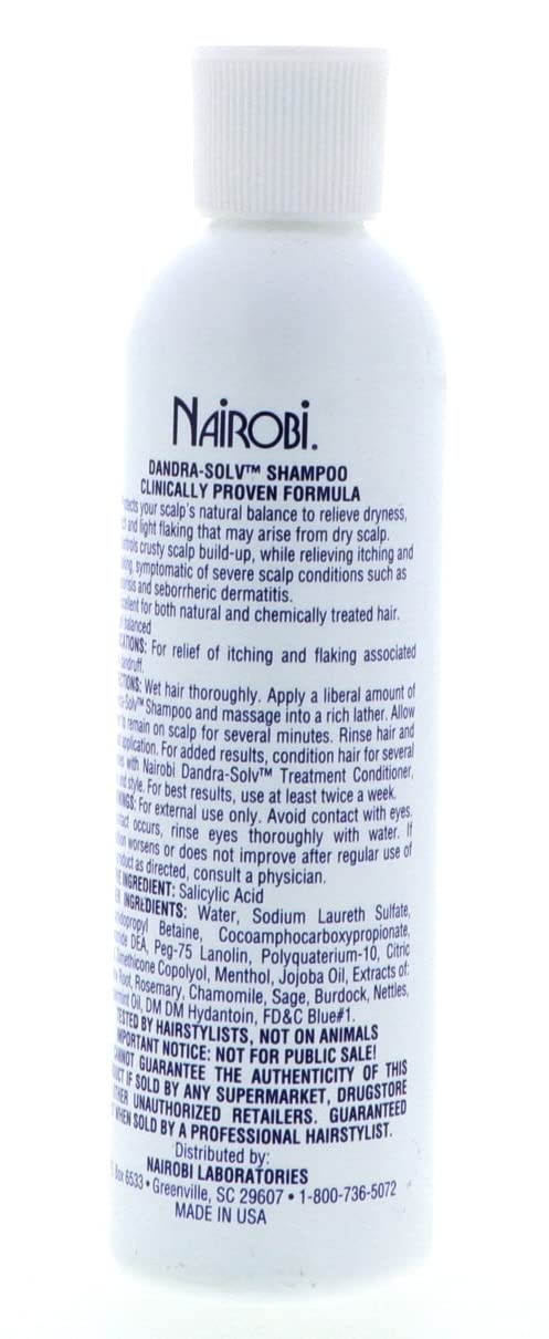 Nairobi Dandra-Solv shampoo label details quality formula