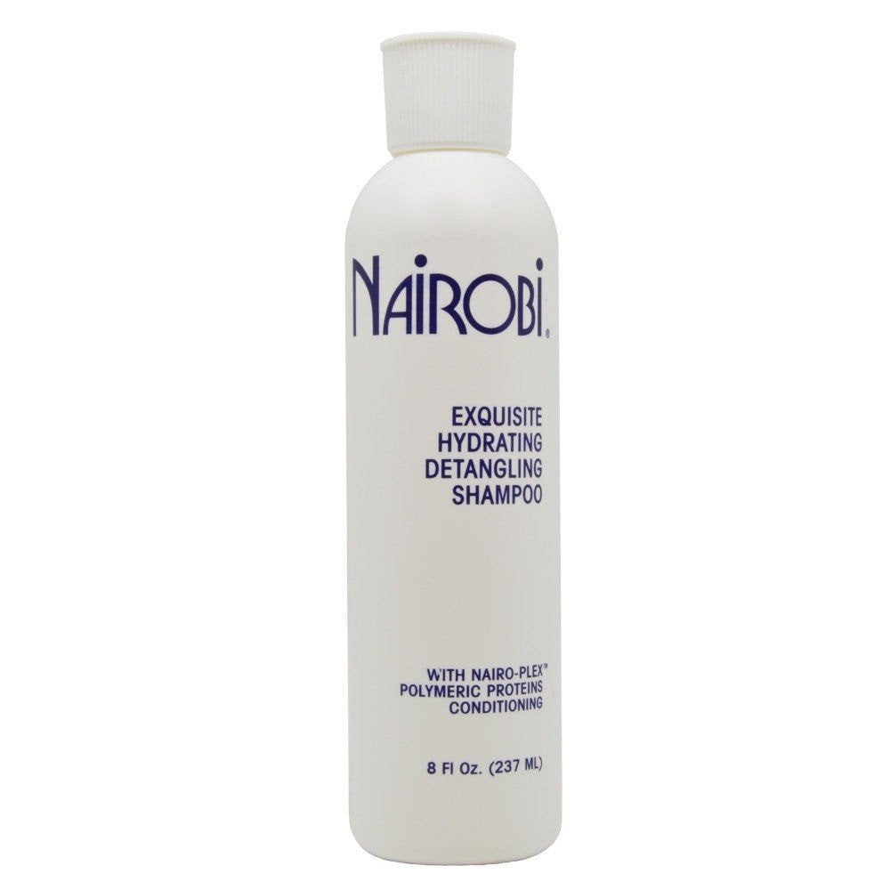 Nairobi Exquisite Hydrating Detangling Shampoo bottle for easy detangling and hydration.