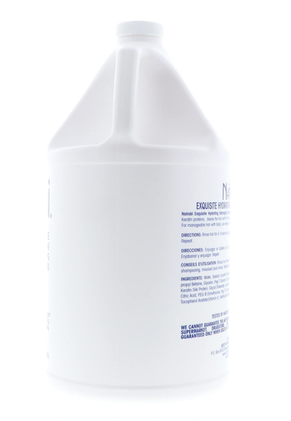 Nairobi Exquisite Hydrating Detangling Shampoo close-up ingredients shows nourishing blend