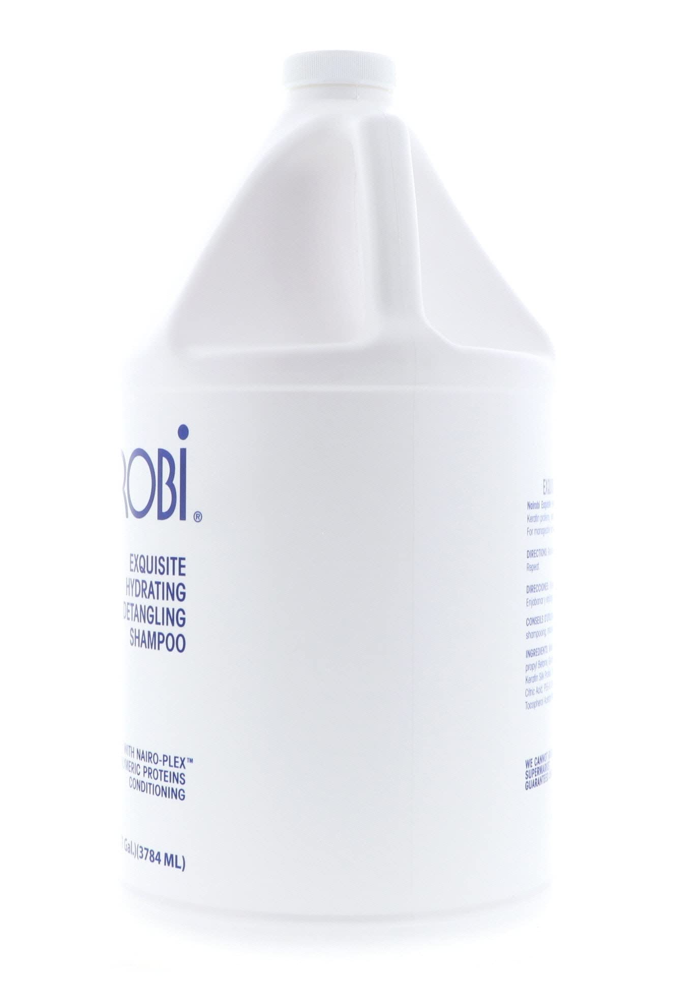 Nairobi Exquisite Hydrating Detangling Shampoo label highlights hydration benefits