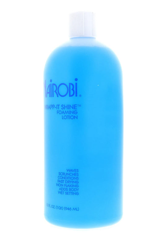 Nairobi Wrapp It Shine Foam Lotion 32oz dispenser shows even foam release