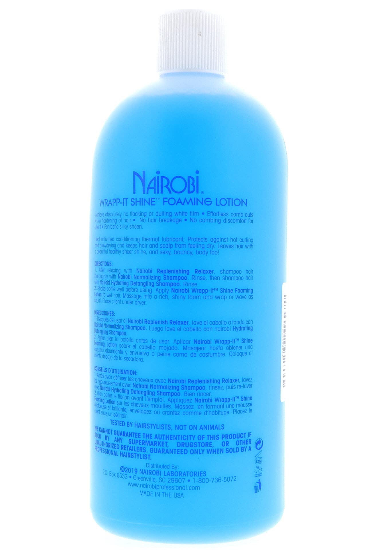 Nairobi Wrapp It Shine 32oz ingredients panel shown for transparency