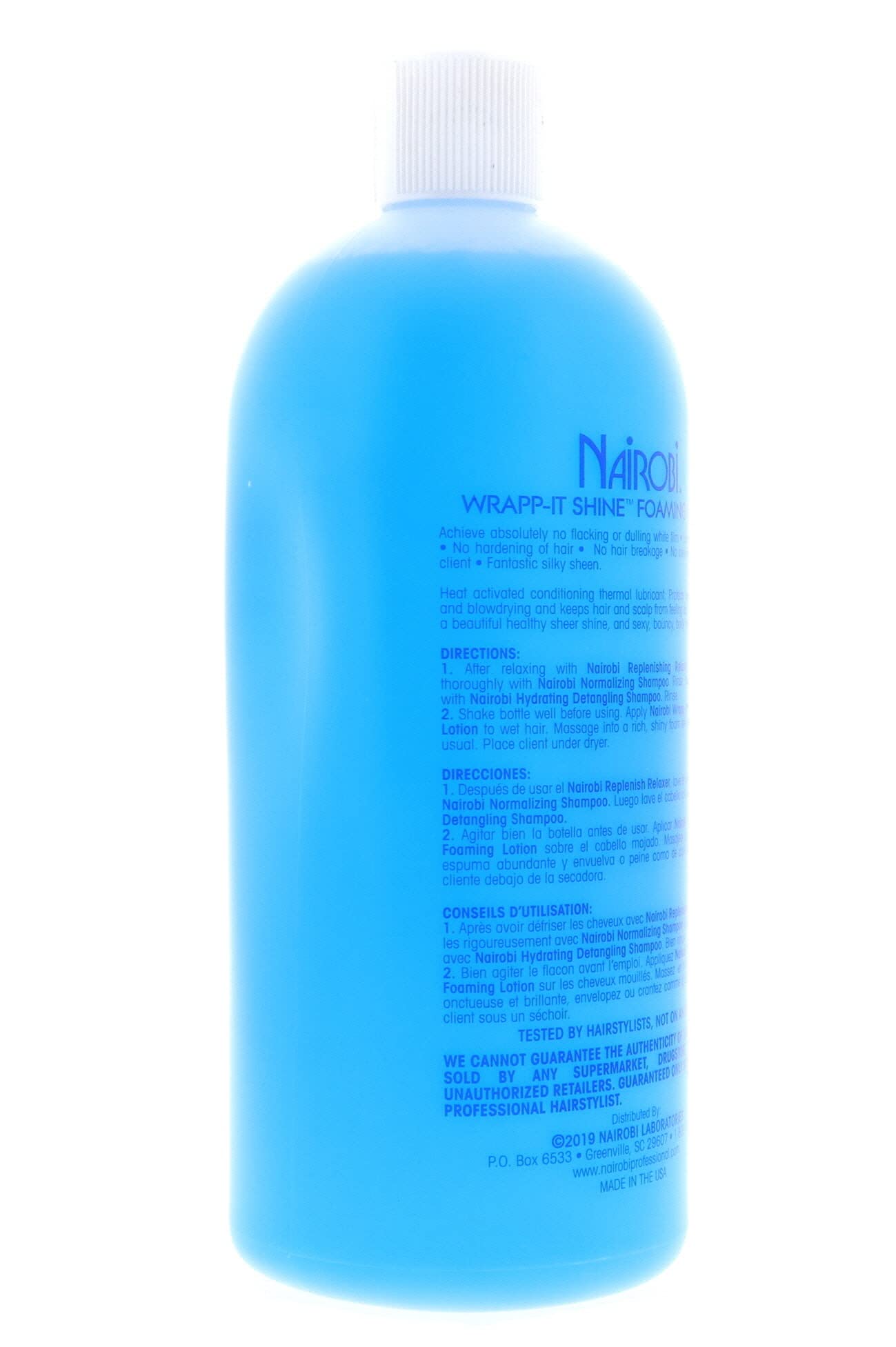 Nairobi Wrapp It Shine label-front emphasizes shine-boosting formula