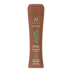 Naissant Glow Mocca Shampoo bottle shows a rich mocha tone with color-balancing benefits